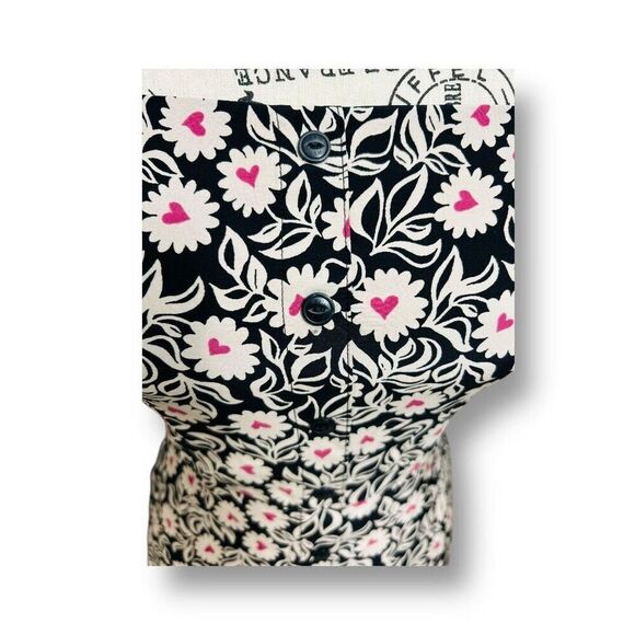 HVN 2 Black Silk Floral Atlanta Midi Dress Fit Flare Square Neck Strappy Summer - Picture 10 of 12